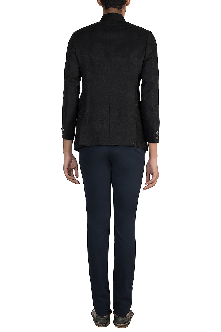Black Pashmina Jodhpuri Jacket by Vanshik at Pernia's Pop Up Shop