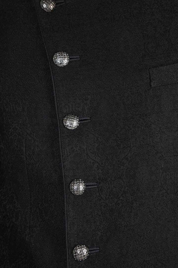 Black Pashmina Jodhpuri Jacket by Vanshik at Pernia's Pop Up Shop