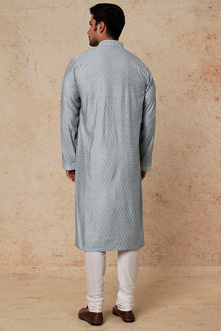 Aqua Printed Kurta Set by Vanshik at Pernia's Pop Up Shop