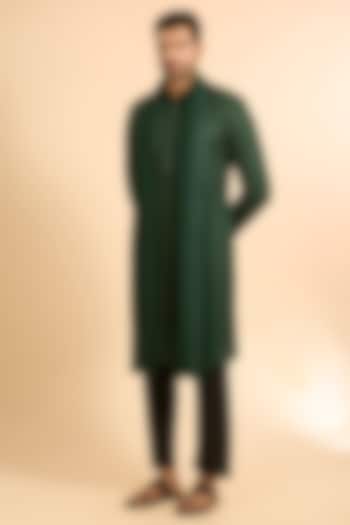 Green Georgette Lucknowi Kurta Set by Vanshik at Pernia's Pop Up Shop