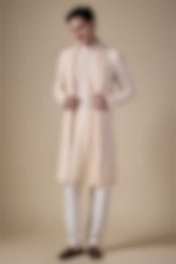 Blush Pink Georgette Embroidered Lucknowi Kurta Set by Vanshik at Pernia's Pop Up Shop