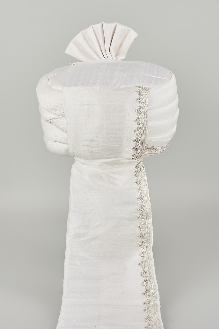 Ivory Raw Silk Dori Embroidered Safa by Vanshik at Pernia's Pop Up Shop