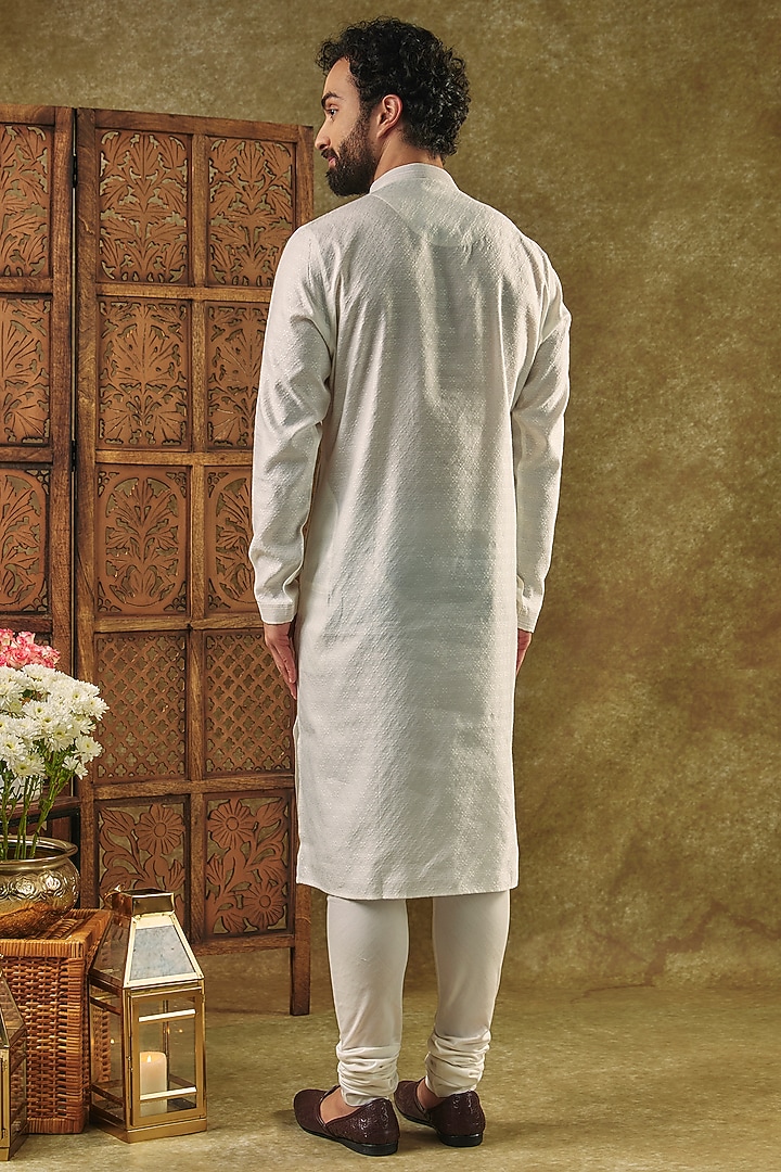 Pearl Silk Jacquard Embroidered Kurta Set by Vanshik at Pernia's Pop Up Shop