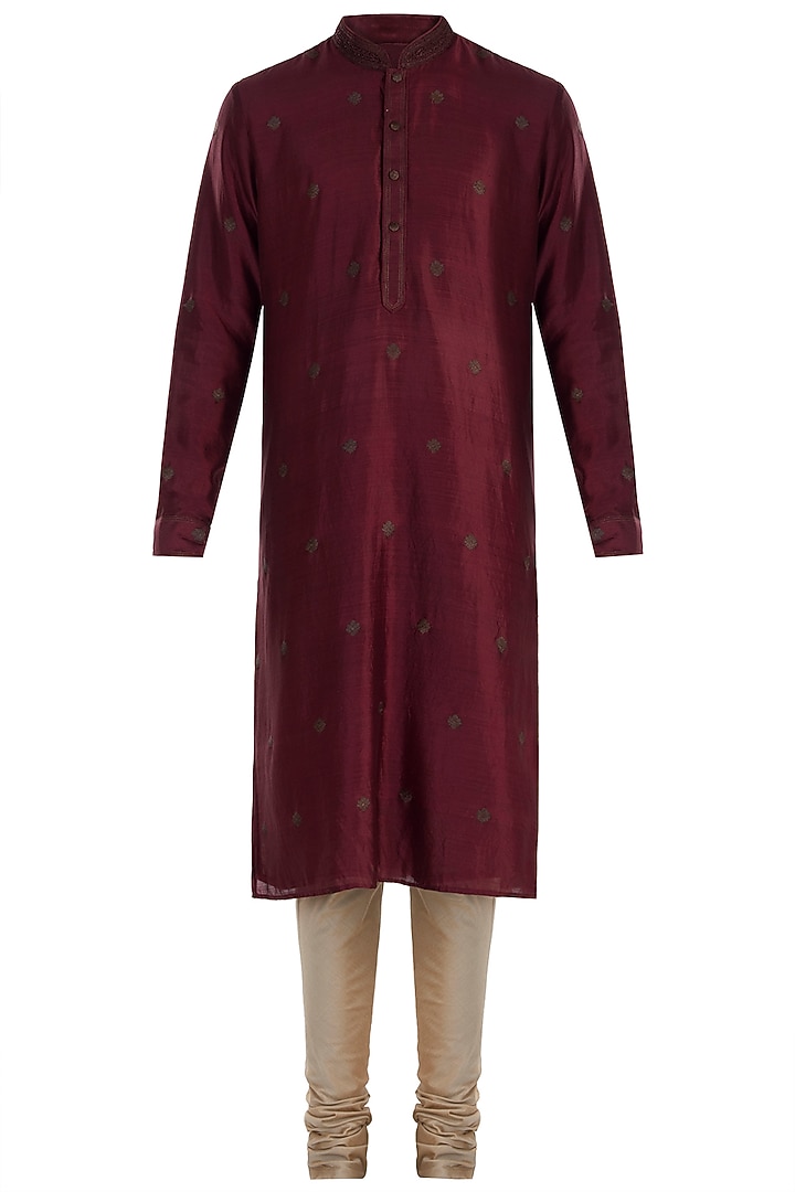 Wine silk kurta with pants available only at Pernia's Pop Up Shop.