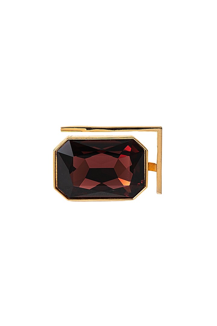 Gold Plated Red Swarovski Crystal Ring by Voyce Jewellery
