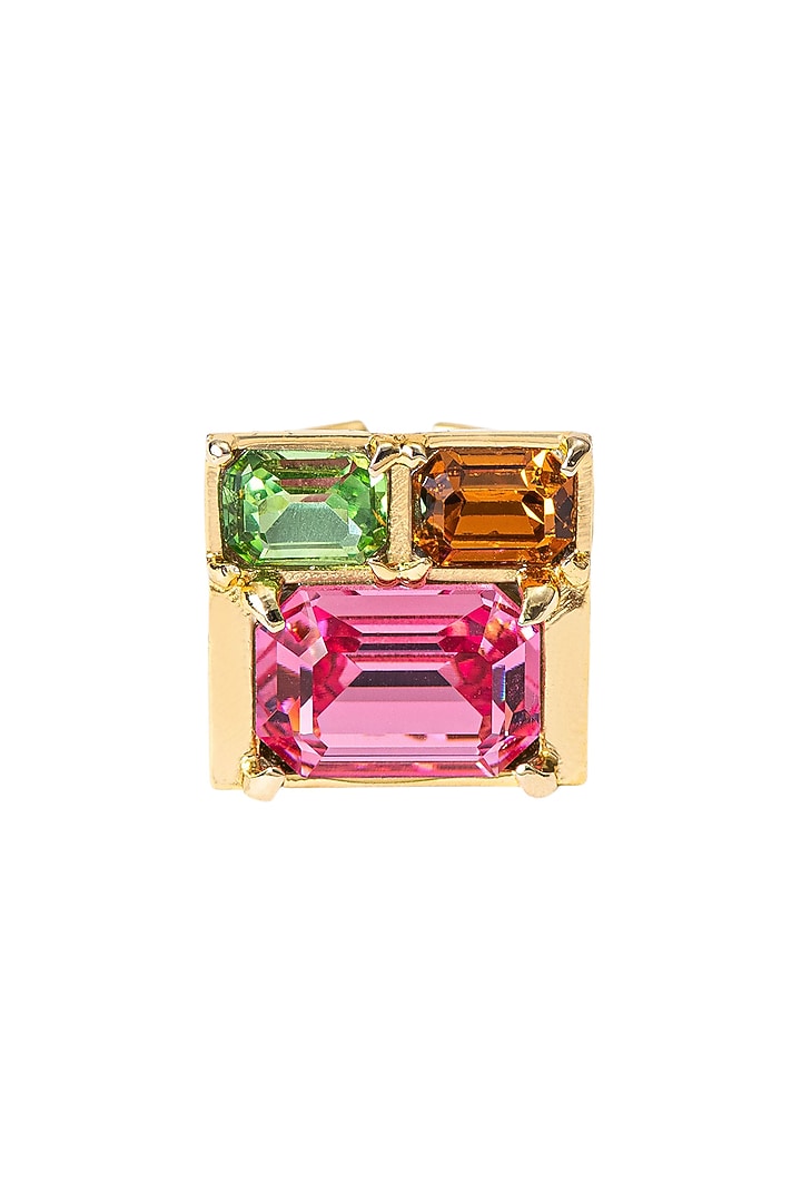Gold Plated Red Swarovski Crystal Ring by Voyce Jewellery at Pernia's Pop Up Shop
