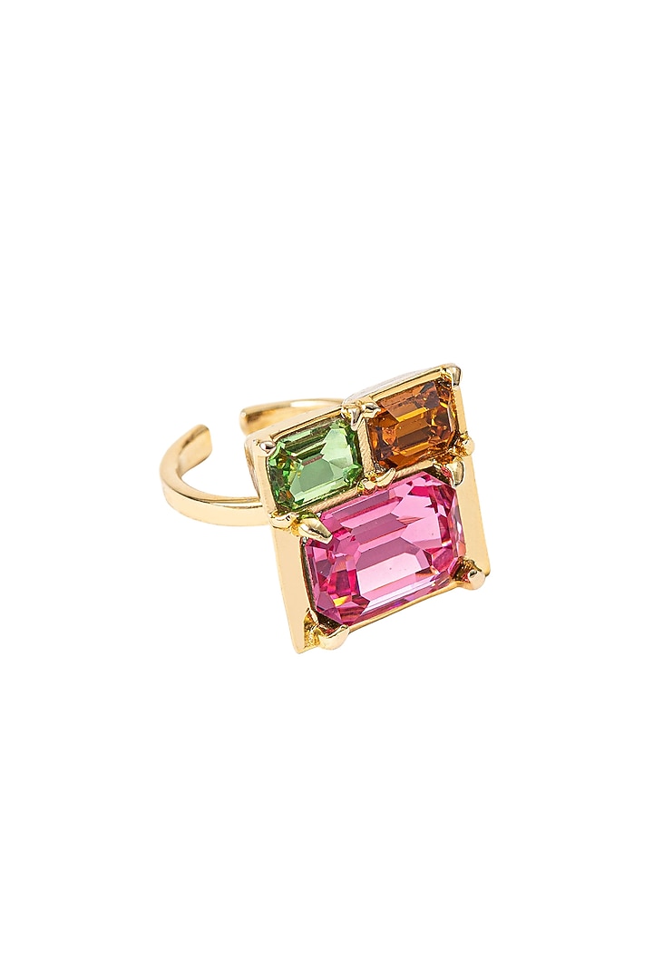 Gold Plated Red Swarovski Crystal Ring by Voyce Jewellery at Pernia's Pop Up Shop
