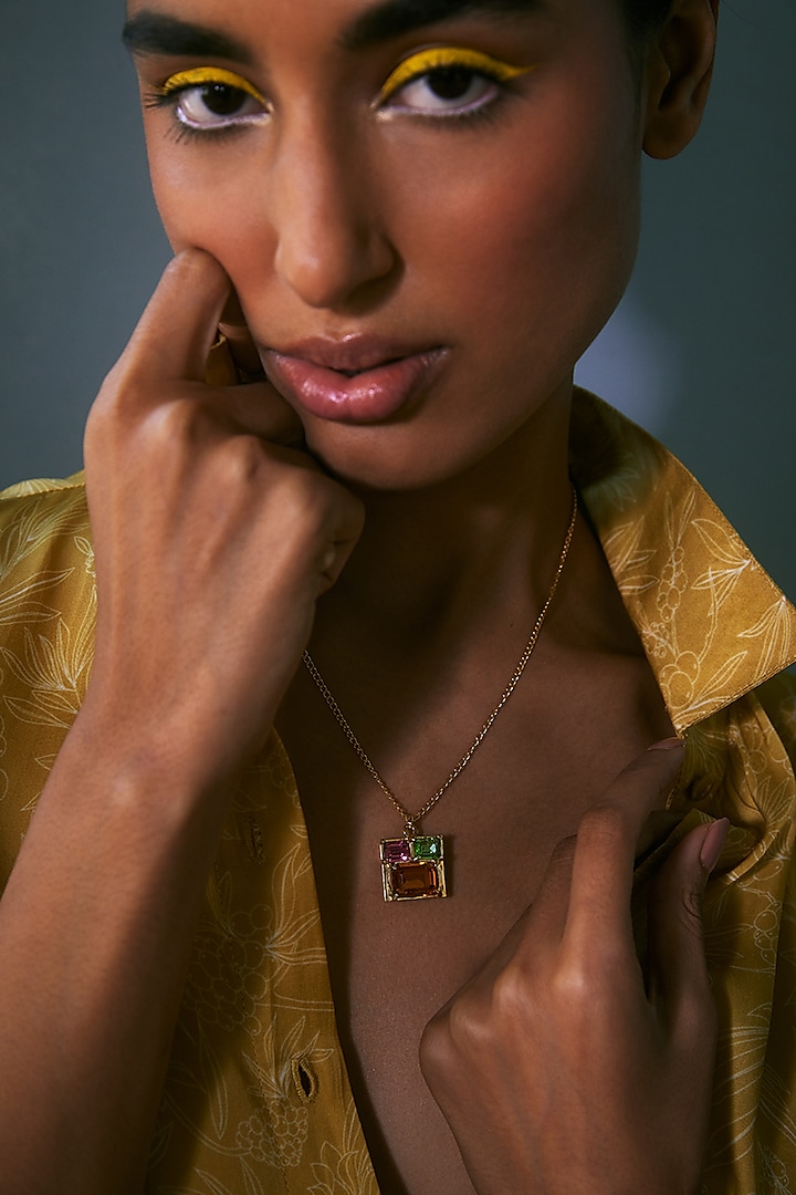 Gold Plated Swarovski Crystal Necklace by Voyce Jewellery