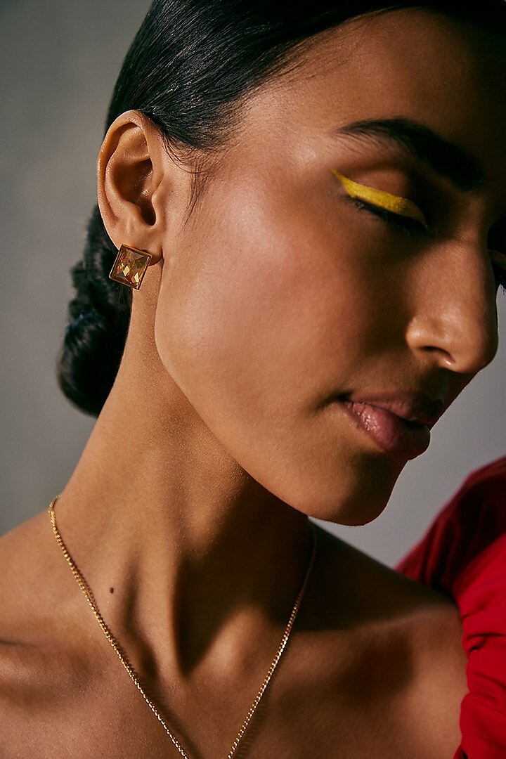 Gold Plated Swarovski Crystal Stud Earrings by Voyce Jewellery