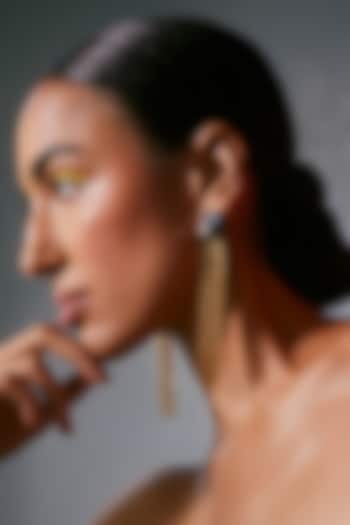 Gold Plated Black & White Swarovski Crystal Stud Earrings by Voyce Jewellery