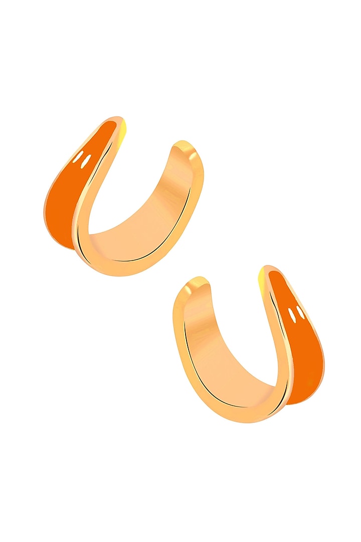 Gold Plated Orange Enameled Hoop Earrings by Voyce Jewellery at Pernia's Pop Up Shop