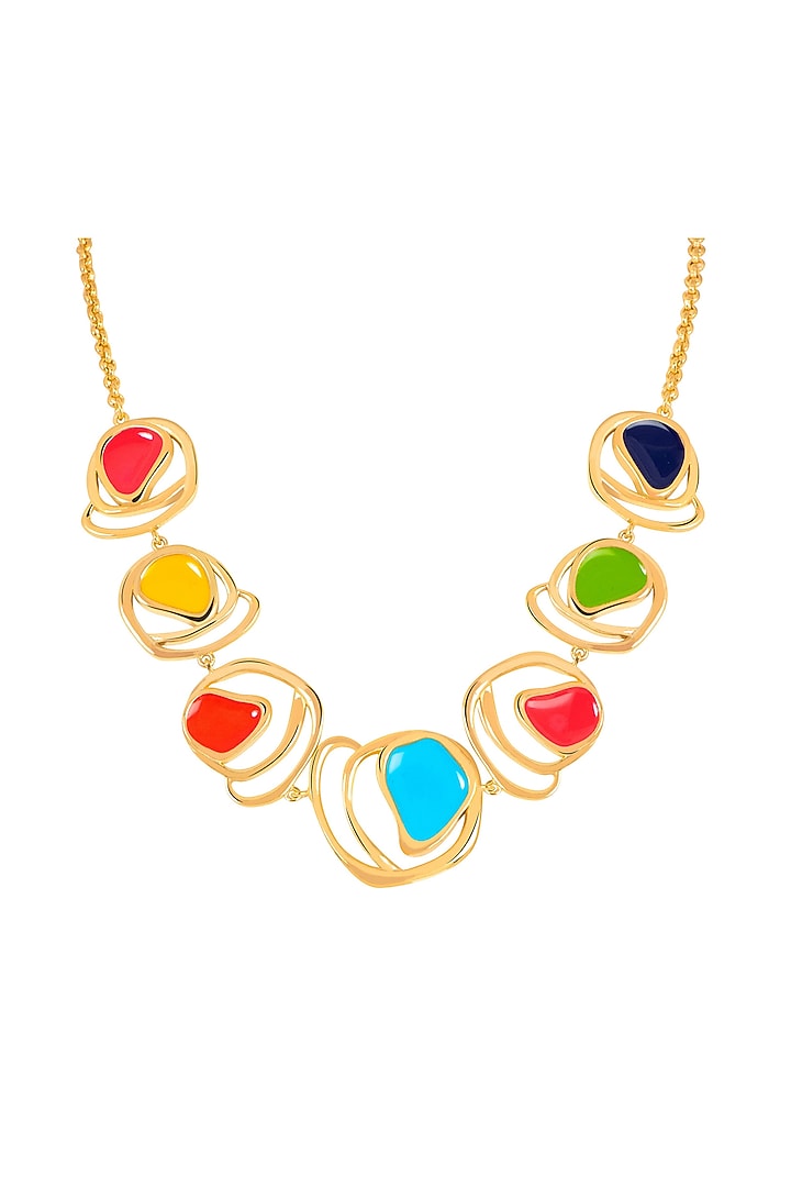 Gold Plated Multi-Colored Enameled Necklace by Voyce Jewellery at Pernia's Pop Up Shop