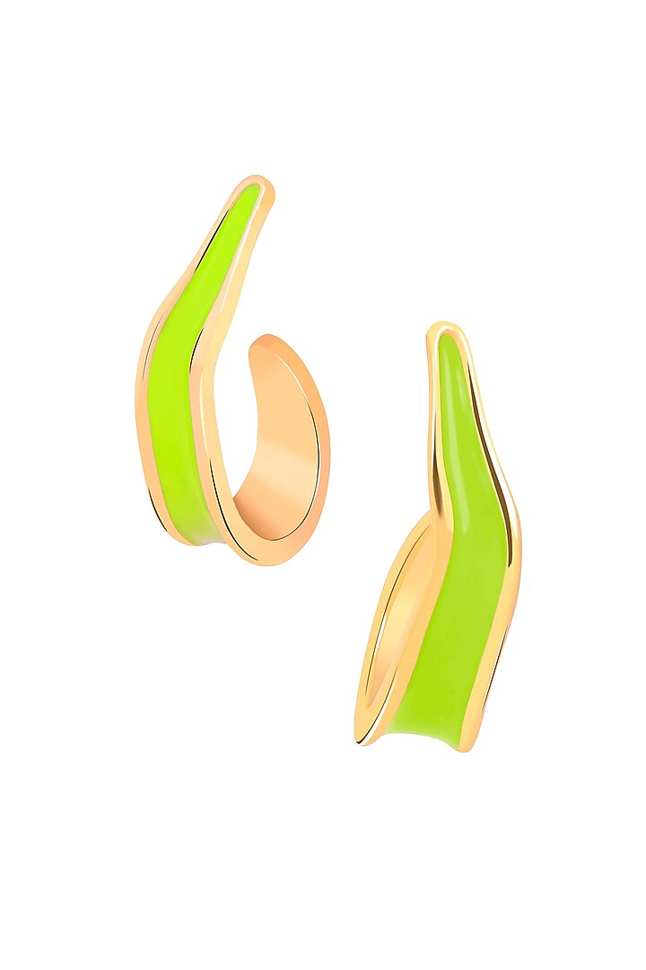 Gold Plated Green Enameled Hoop Earrings by Voyce Jewellery at Pernia's Pop Up Shop
