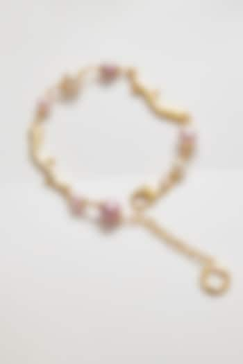 Gold Finish Swarovski & Pearl Bracelet by Voyce Jewellery at Pernia's Pop Up Shop