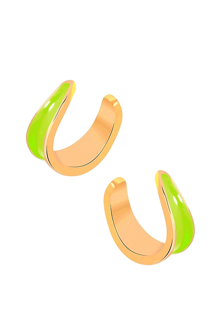 Gold Plated Green Enameled Hoop Earrings by Voyce Jewellery at Pernia's Pop Up Shop