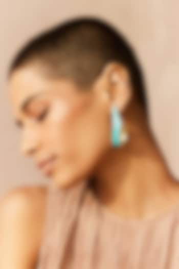 Gold Plated Sky Blue Enameled Hoop Earrings by Voyce Jewellery at Pernia's Pop Up Shop