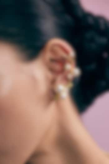 Gold Finish Swarovski Pearl Ear cuffs by Voyce Jewellery at Pernia's Pop Up Shop