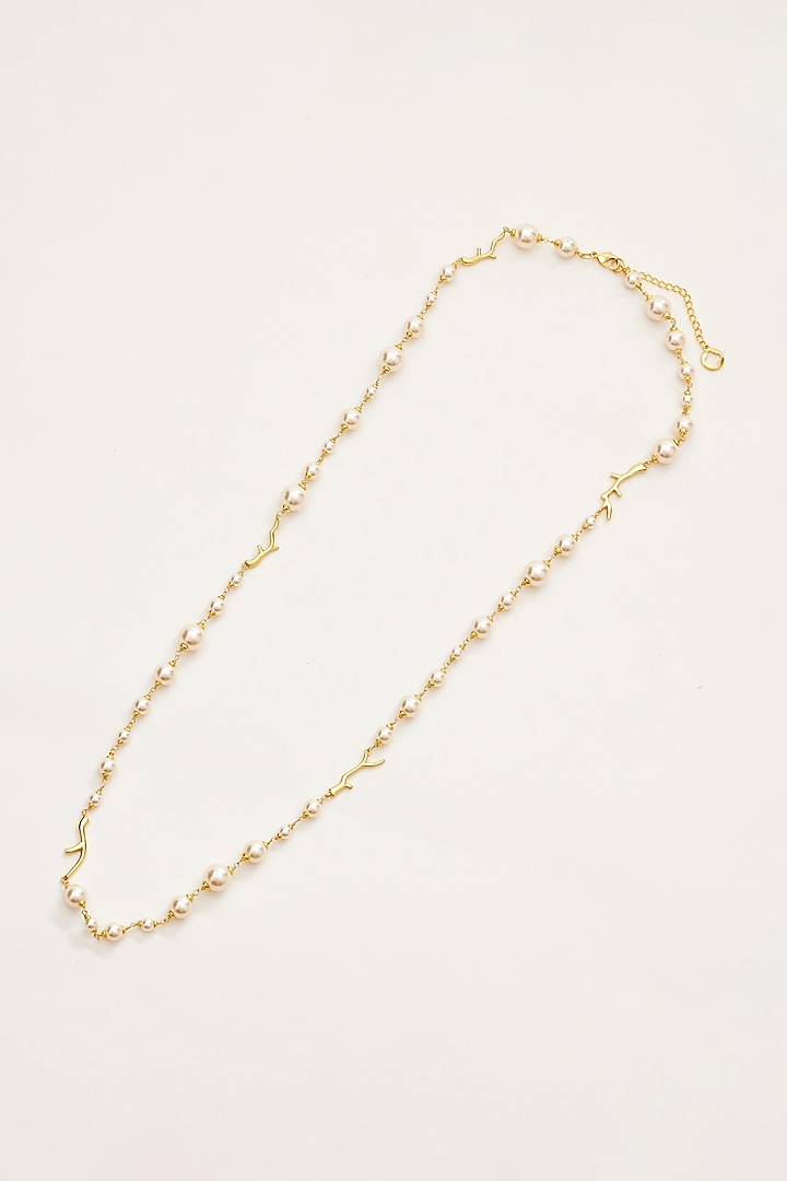 Gold Finish Swarovski Pearl Mala by Voyce Jewellery at Pernia's Pop Up Shop