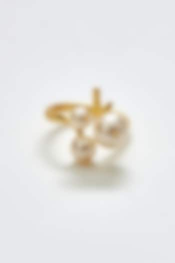 Gold Finish Swarovski Pearl Ring by Voyce Jewellery at Pernia's Pop Up Shop