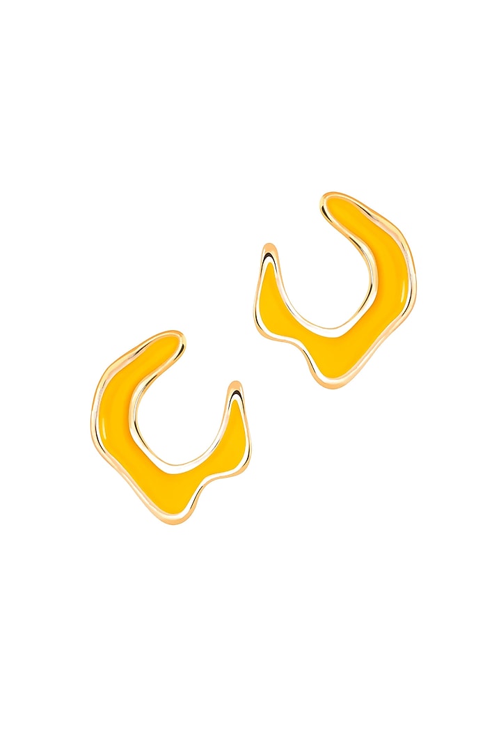 Gold Plated Yellow Enameled Stud Earrings by Voyce Jewellery at Pernia's Pop Up Shop