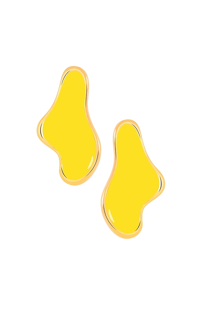 Gold Plated Yellow Enameled Stud Earrings by Voyce Jewellery at Pernia's Pop Up Shop