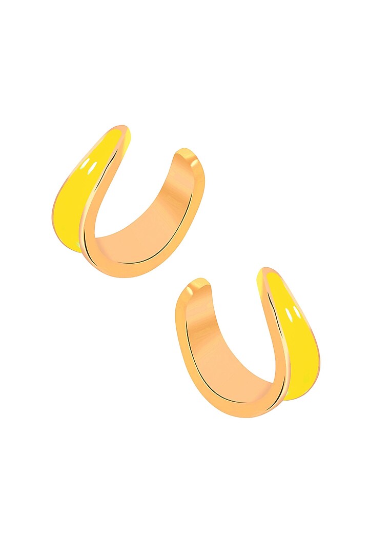 Gold Plated Yellow Enameled Hoop Earrings by Voyce Jewellery at Pernia's Pop Up Shop