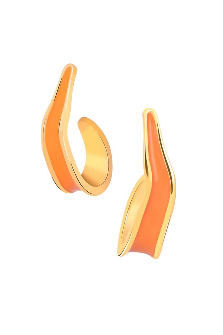 Gold Plated Orange Enameled Hoop Earrings by Voyce Jewellery at Pernia's Pop Up Shop