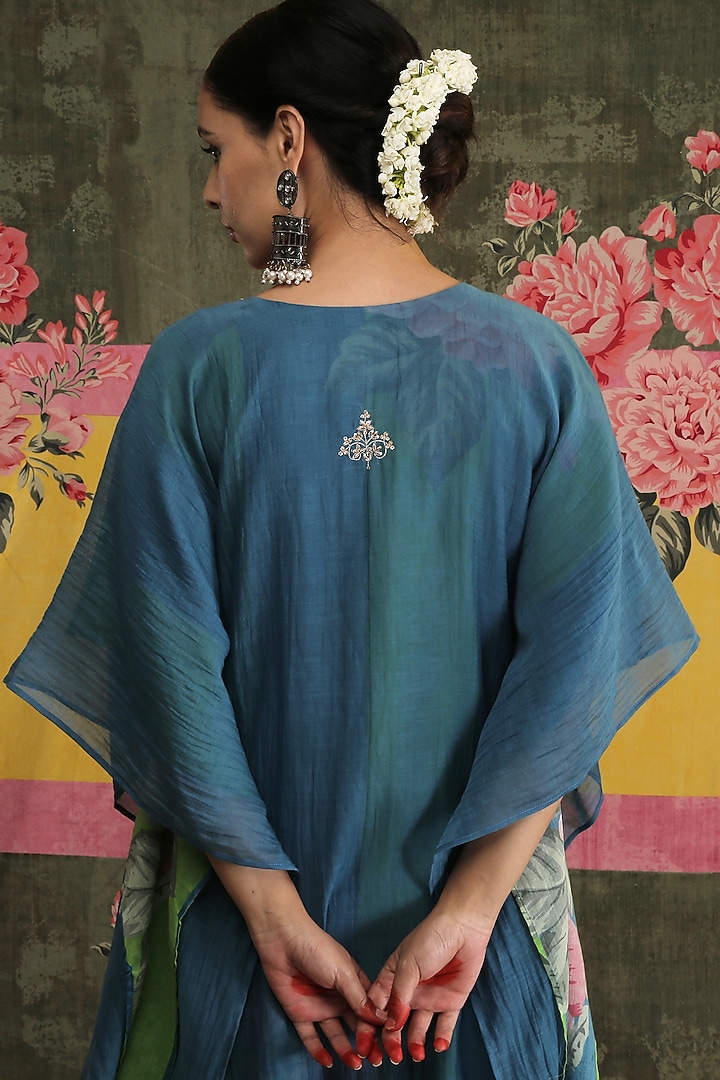 Turquoise Zardosi Embroidered Kaftan by Vrinda by Pundrik Dubey at Pernia's Pop Up Shop