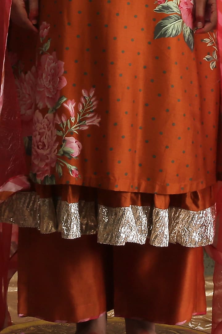 Orange Zardosi Hand Embroidered Kurta Set by Vrinda by Pundrik Dubey at Pernia's Pop Up Shop