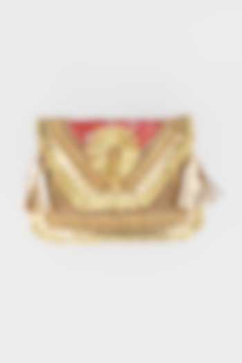 Gold Hand Embroidered Sling Bag by Vipul Shah Bags at Pernia's Pop