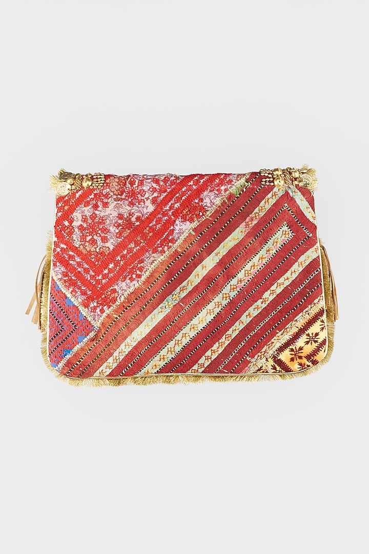 Gold Hand Embroidered Sling Bag by Vipul Shah Bags at Pernia's Pop Up Shop