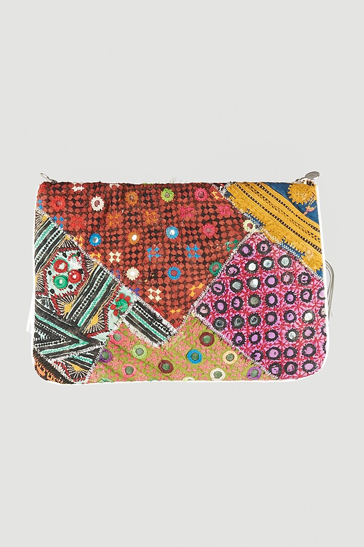 Silver Embroidered Sling Bag by Vipul Shah Bags at Pernia's Pop Up Shop