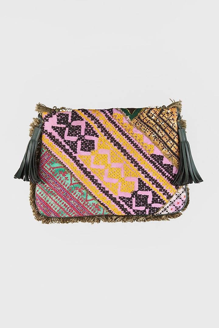 Catalina Green Hand Embroidered Sling Bag by Vipul Shah Bags at Pernia's Pop Up Shop