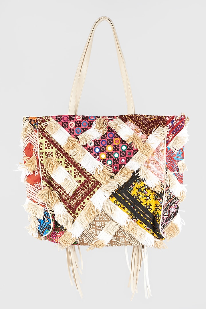 Multi-Colored Embroidered Tote Bag by Vipul Shah Bags at Pernia's Pop Up Shop