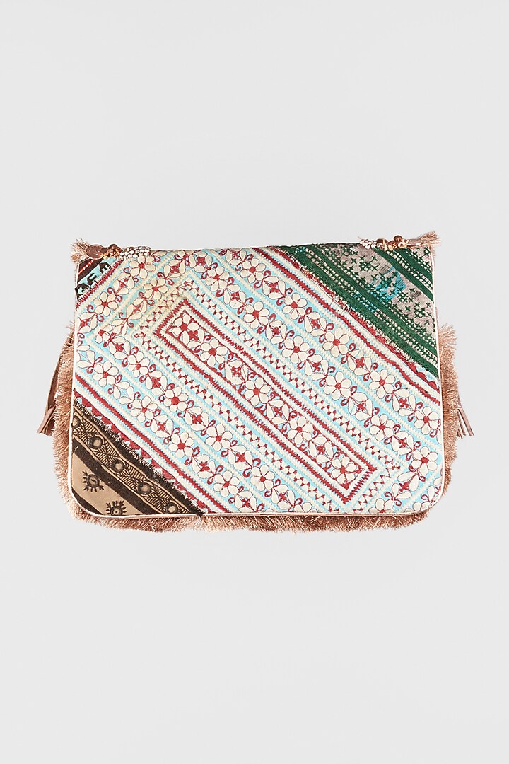 Rust-Brown Hand Embroidered Sling Bag by Vipul Shah Bags at Pernia's Pop Up Shop