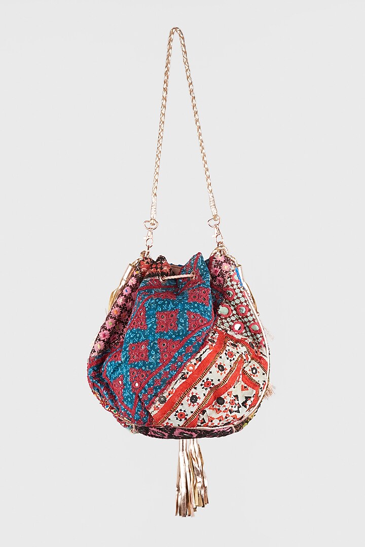 Multi-Colored Hand Embroidered Potli by Vipul Shah Bags at Pernia's Pop Up Shop