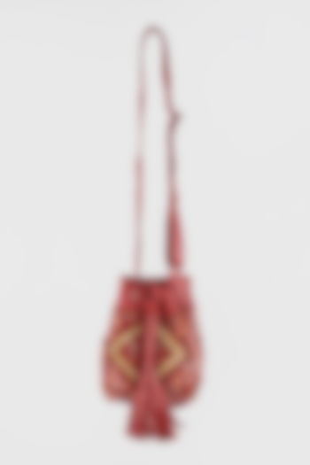 Clear Red Vintage Banjara & Leather Bucket Bag by Vipul Shah Bags