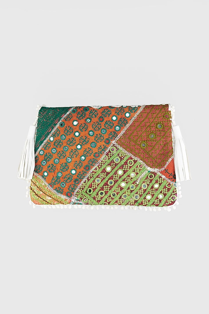 White Hand Embroidered Sling Bag by Vipul Shah Bags at Pernia's Pop Up Shop