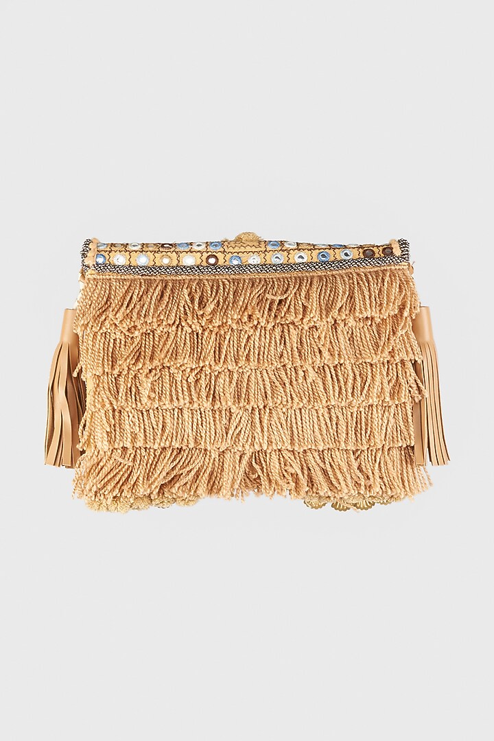 Gold Embroidered Sling Bag by Vipul Shah Bags at Pernia's Pop Up Shop