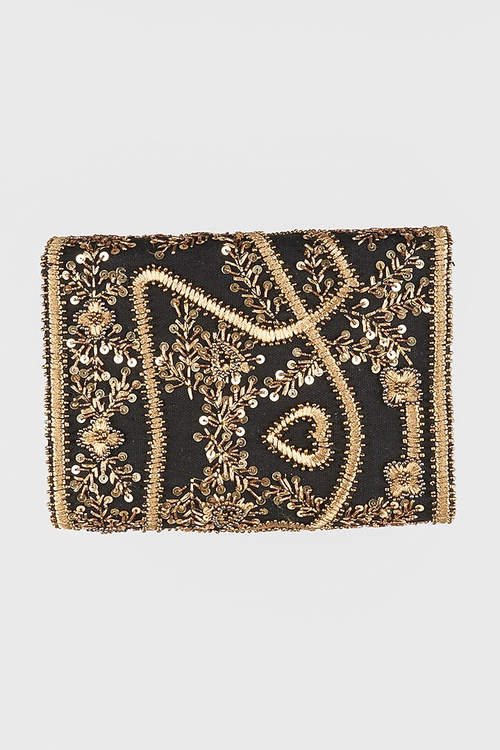Black Hand Embroidered Sling Bag by Vipul Shah Bags at Pernia's Pop Up Shop