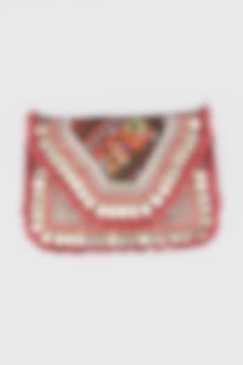 Cadmium Red Hand Embroidered Sling Bag by Vipul Shah Bags at Pernia's Pop Up Shop