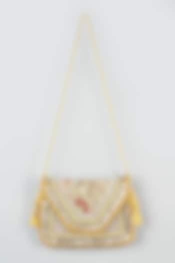 Mustard Hand Embroidered Clutch by Vipul Shah Bags at Pernia's Pop Up Shop