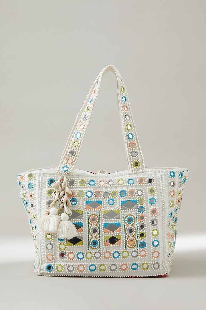 White Vintage Banjara Embellished Tote Bag by Vipul Shah Bags at Pernia's  Pop Up Shop