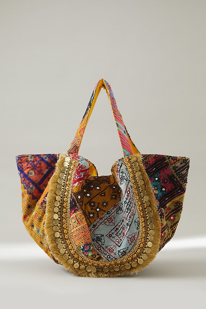 Multi-Coloured Vintage Banjara Embellished Tote Bag by Vipul Shah Bags at Pernia's Pop Up Shop
