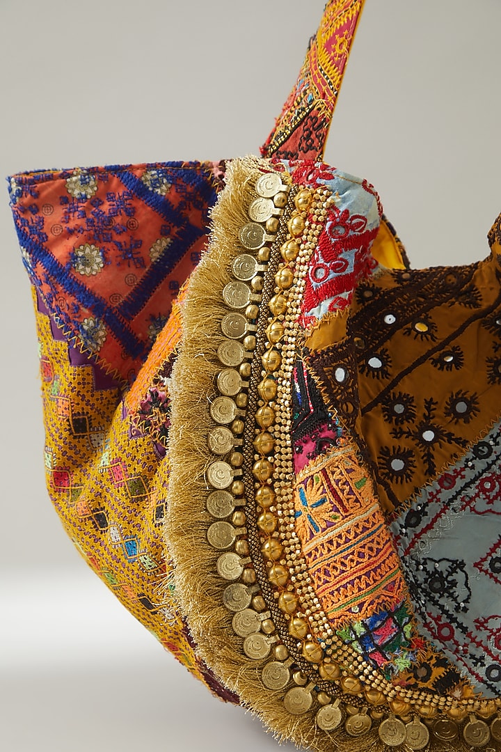 Multi-Coloured Vintage Banjara Embellished Tote Bag by Vipul Shah Bags at Pernia's Pop Up Shop
