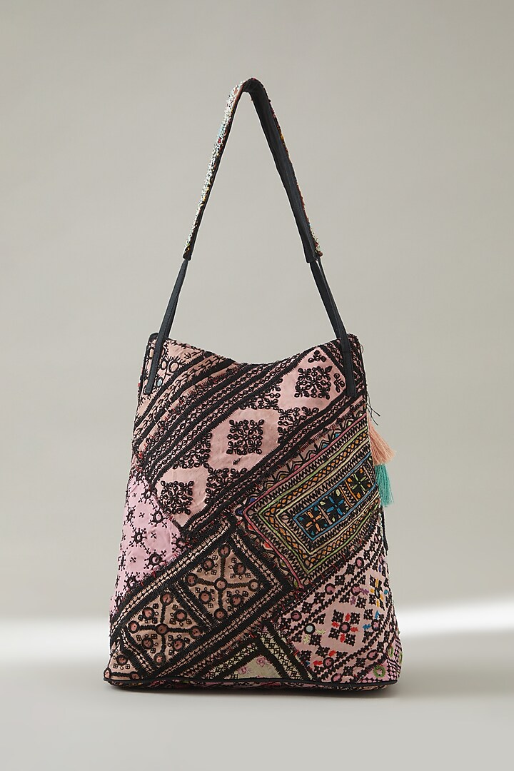 Black Vintage Banjara Embroidered Tote Bag by Vipul Shah Bags at Pernia's Pop Up Shop
