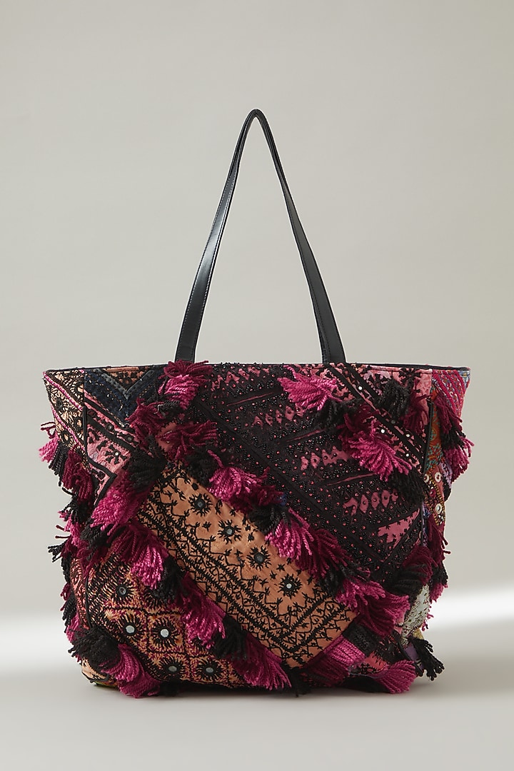Black Vintage Banjara Embellished Tote Bag by Vipul Shah Bags at Pernia's Pop Up Shop