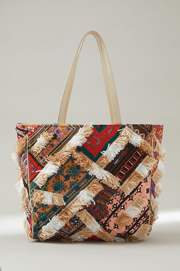 Multi-Coloured Vintage Banjara Embellished Tote Bag by Vipul Shah Bags at Pernia's Pop Up Shop