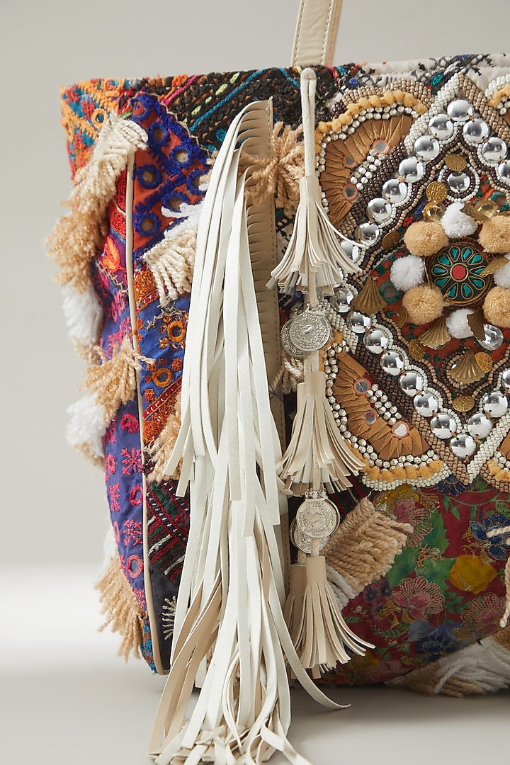 Multi-Coloured Vintage Banjara Embellished Tote Bag by Vipul Shah Bags at Pernia's Pop Up Shop