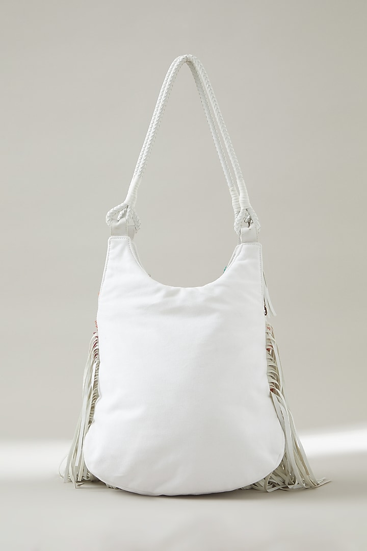 White Vintage Banjara Embellished Tote Bag by Vipul Shah Bags at Pernia's Pop Up Shop